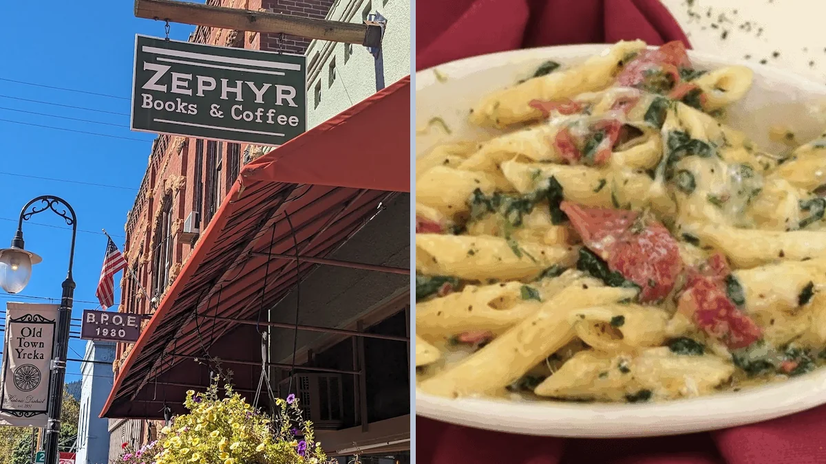 Outdoor seating beside a low-key Italian cafe.