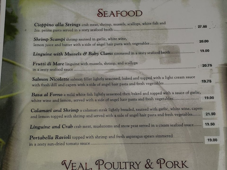 Dinner menu featuring sandwiches and soft drinks.
